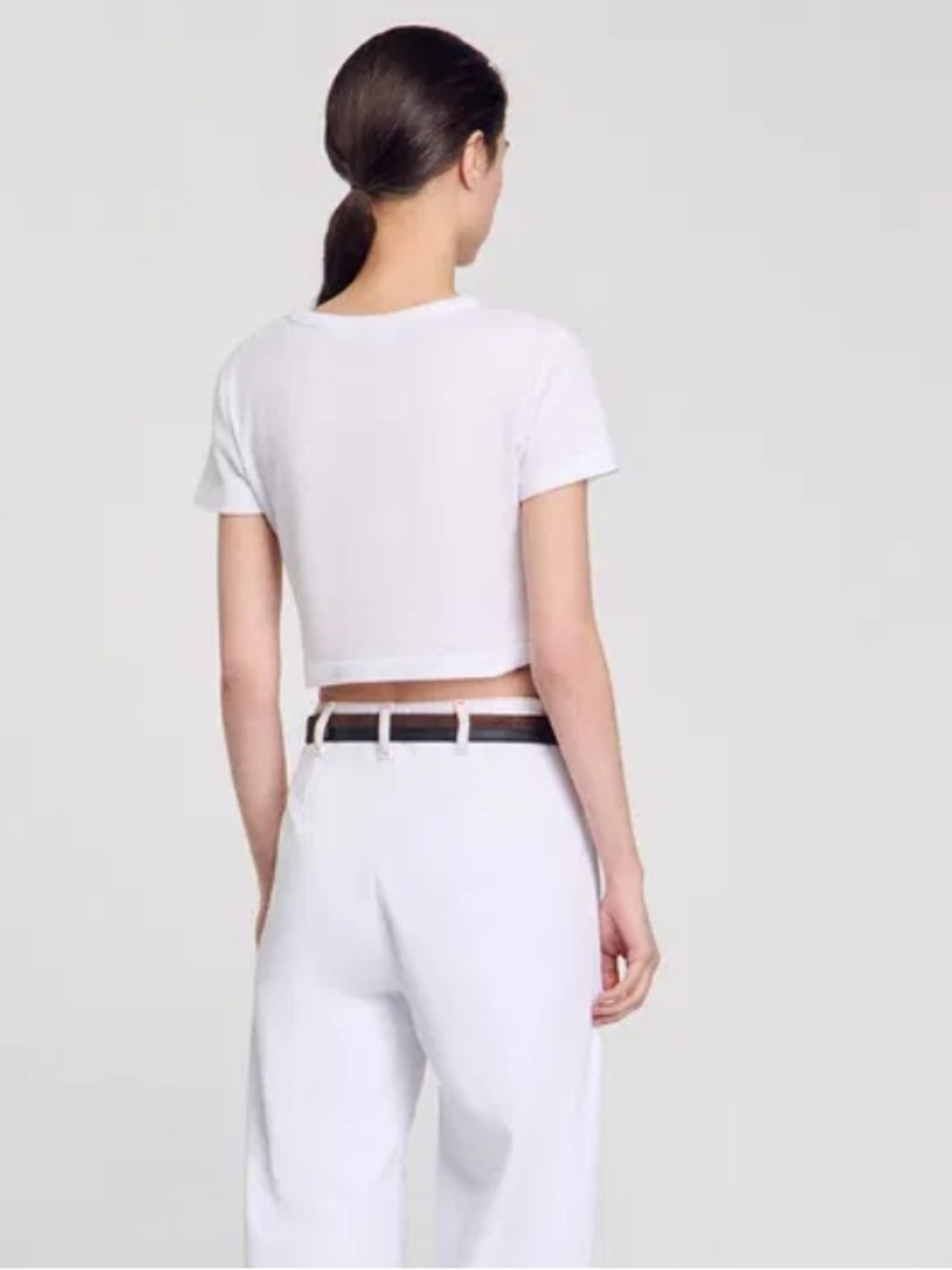 SANDRO White Ribbed Crop Top - Picture 10 of 11
